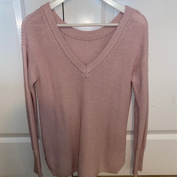 Garage pink oversized v-neck knit sweater - Picture 1 of 4